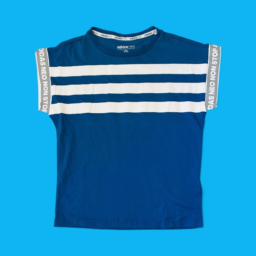 Adidas Neo Non Stop Navy and White Stripe Tee size XS